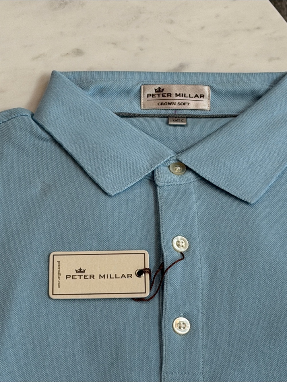 NWT Peter Millar Crown Soft Pique Polo in Tar Heel Blue, men’s size Medium - Picture 3 of 4
